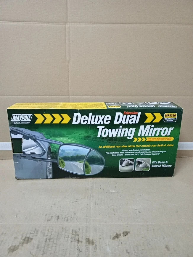 Maypole Deluxe Dual Glass Aero Shaped Extension Towing Mirror Universal Fit New