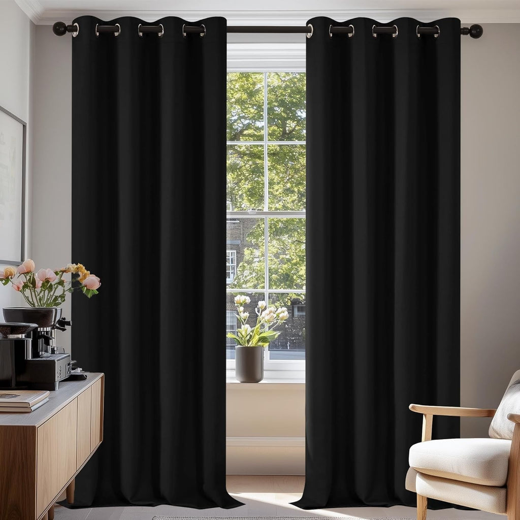 Deconovo Solid Thermal Insulated Energy Saving Eyelet Blackout Curtains 55x79in