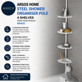 Argos Home Steel Shower Organiser Pole 4 Shelves 244x19.6x19.6cm White