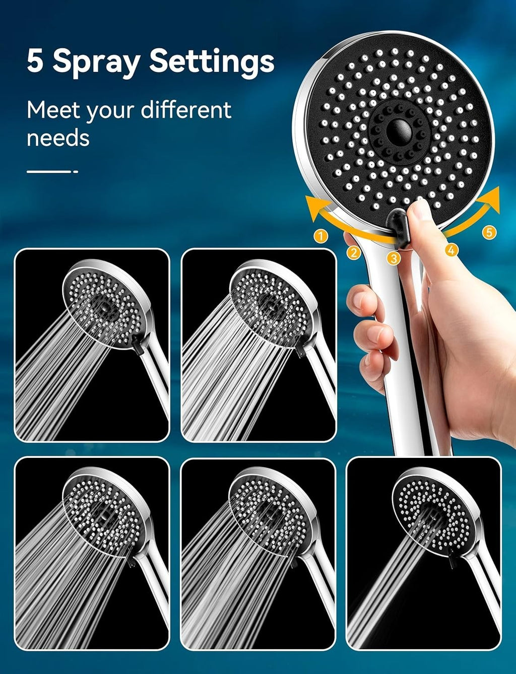 Magichome Shower Head Hose 2m High Pressure 5 Modes Universal Handheld New