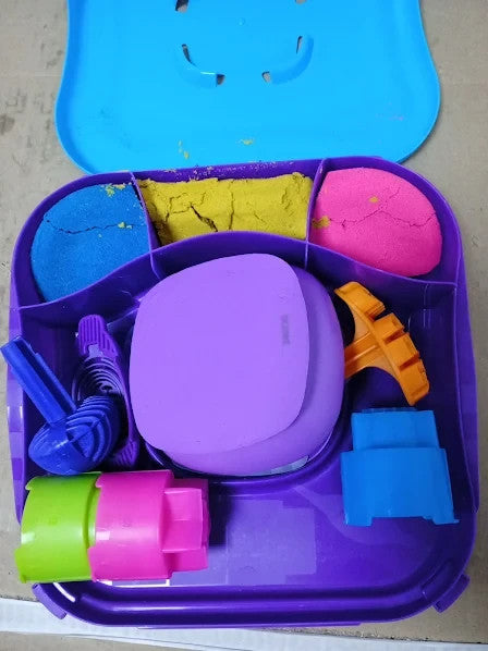 Kinetic Sand Squish Motion Playset 453g Pink Yellow Blue Play Sand Stamper 5+