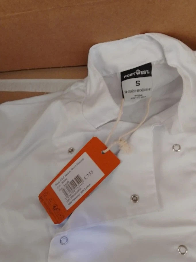 Portwest C733 Cumbria Chef Jacket Lightweight Short Sleeve Unisex Medium New