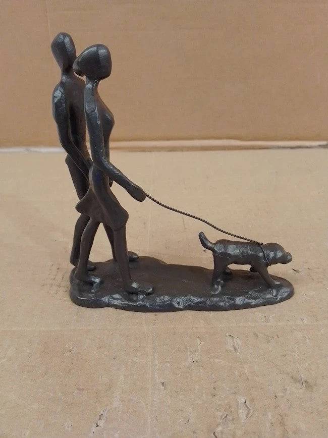 Konjouror Couple Dog Cast Iron Sculpture Romantic Love Art Decor Family New
