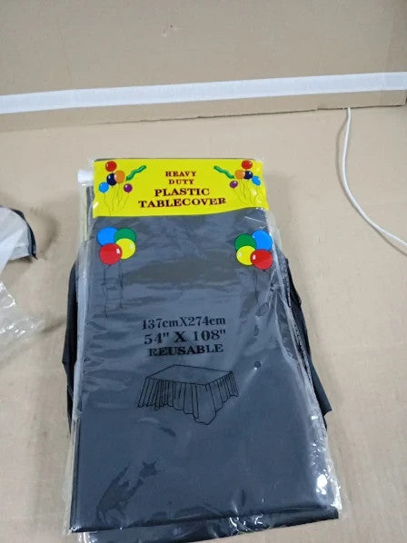 Ceiliwen 8 Pack Black Plastic Table Cover 274x137cm Rectangular Tablecloth New