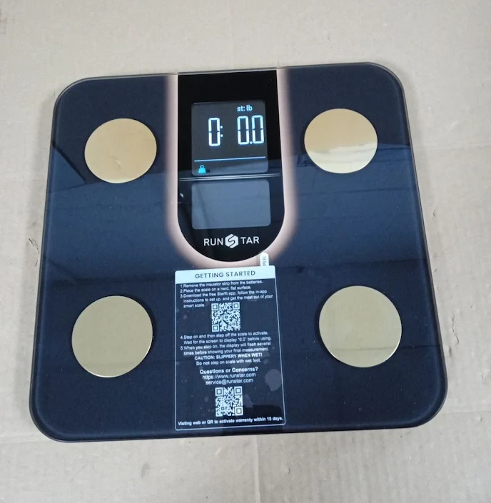 Runstar Body Weight BMI Fat Heart Rate Smart Bathroom Scales LCD Black Brown