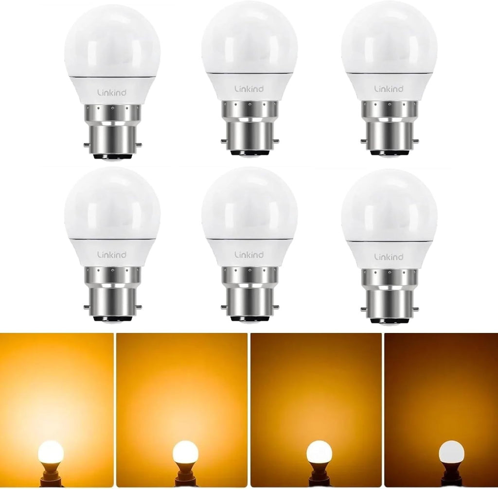 Linkind 4.2W Dimmable B22 LED Light Bulb 40W Equivalent Golf Ball P45 6pc New
