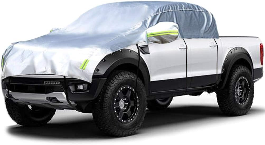 Konnfeir Half Car Cover All Weather Body Outdoor Indoor Pickup Crew Cab New