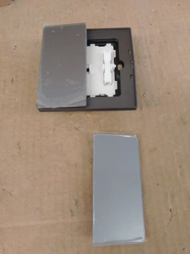 CNBINGO Grey Tempered Glass Wall Light Switch Socket Panel Modern Screwless