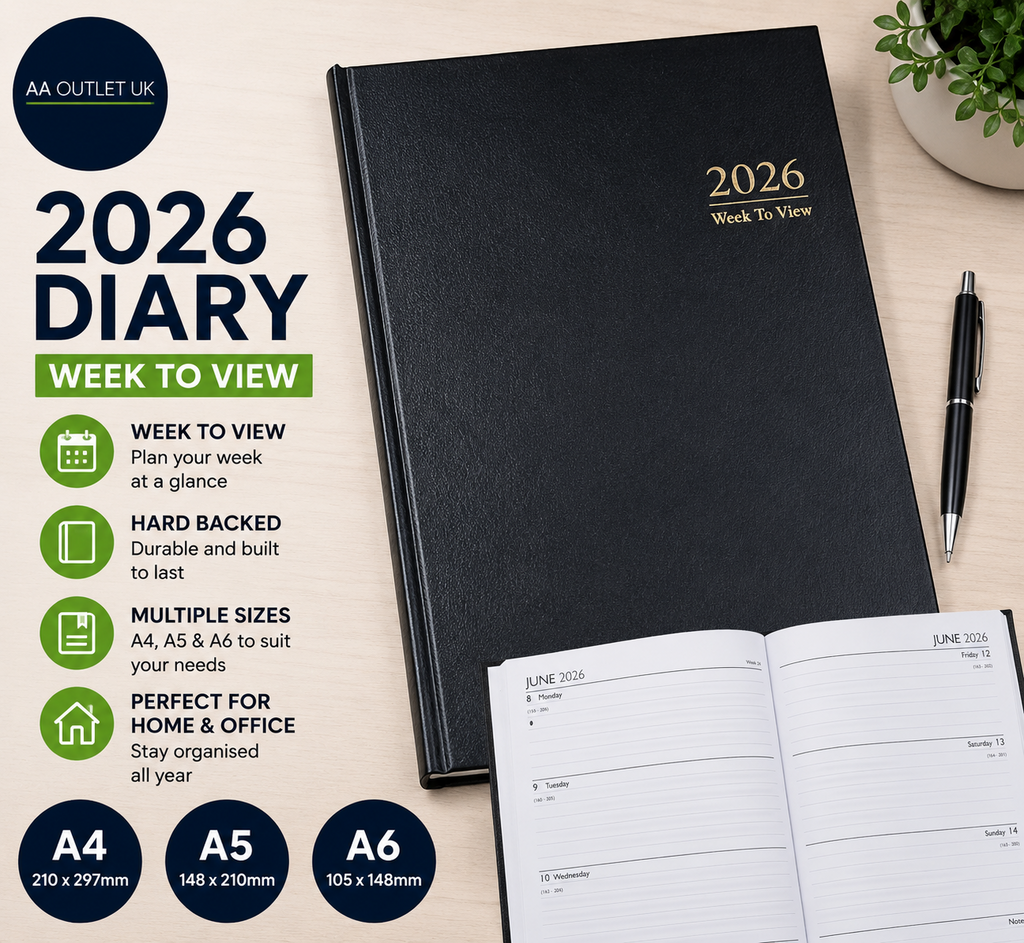 PaulStore 2026 A4 A5 A6 Diary Week To View Page A Day Desk Diary Hard Black
