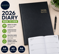 PaulStore 2026 A4 A5 A6 Diary Week To View Page A Day Desk Diary Hard Black