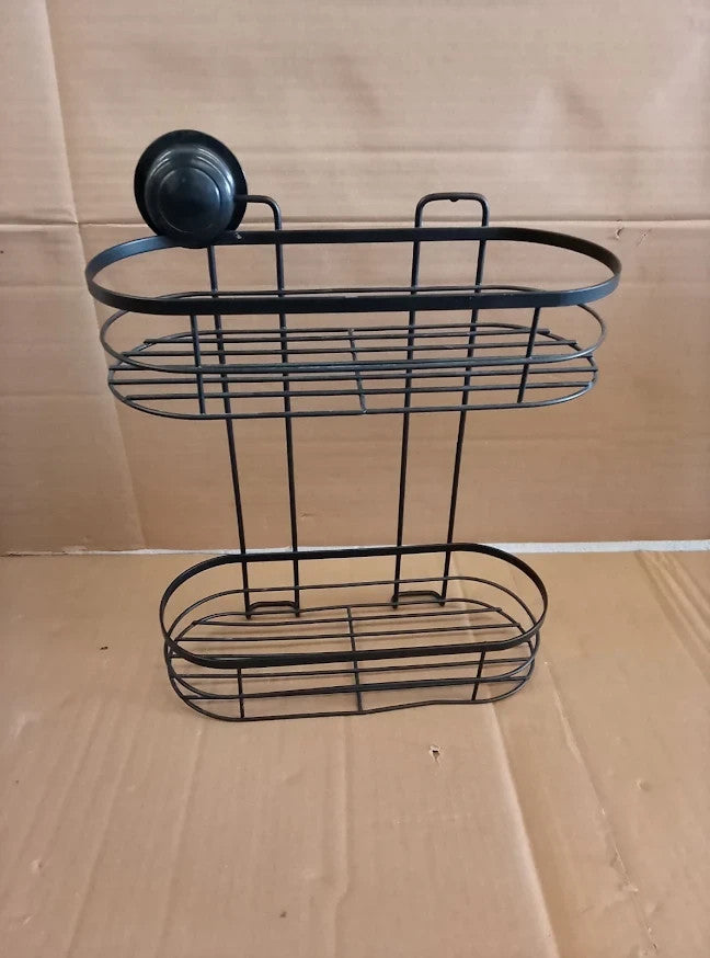 Argos Home Black Wire 2 Tier Shower Caddy Suction Cup Bathroom Organiser Design