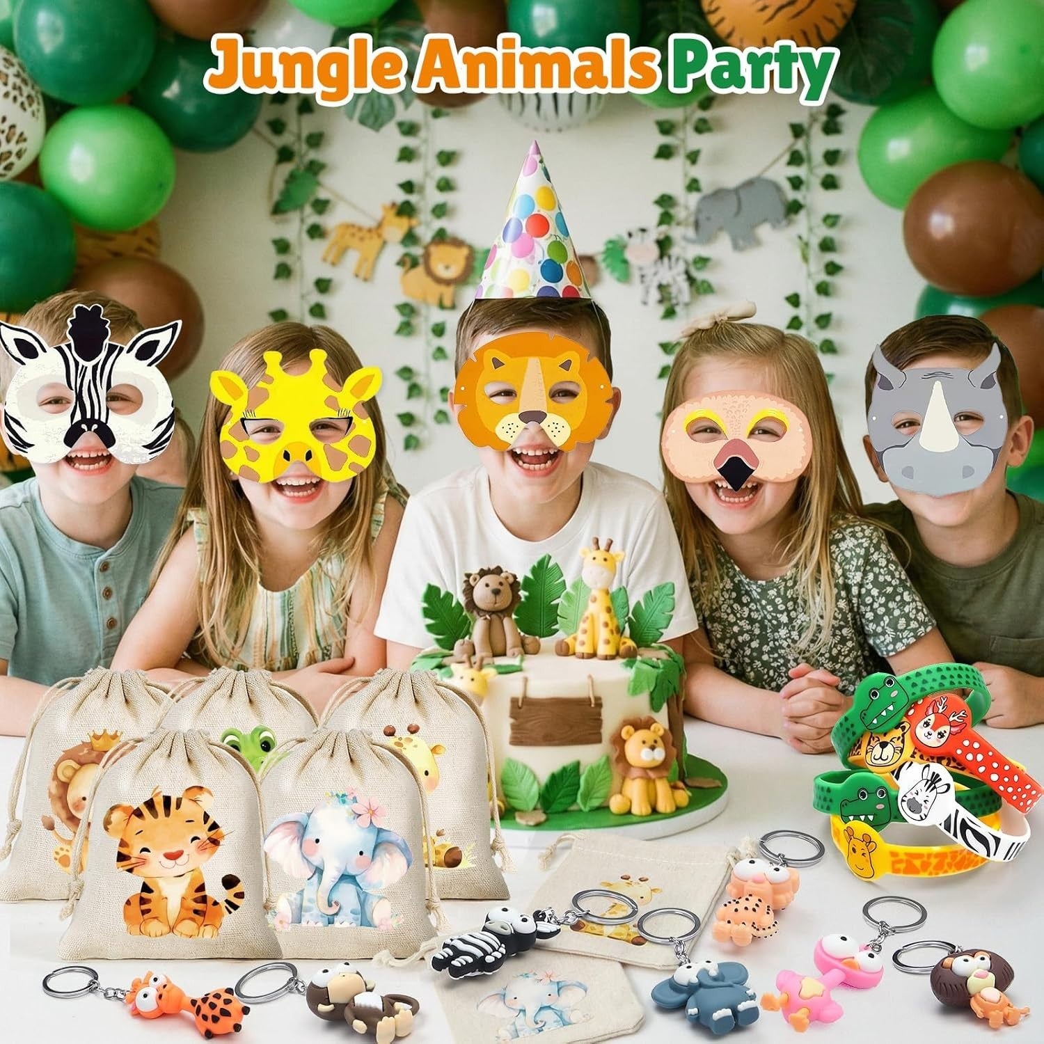 GC Jungle Safari Animals Party Bag Fillers Kids Masks Gifts Keychain New