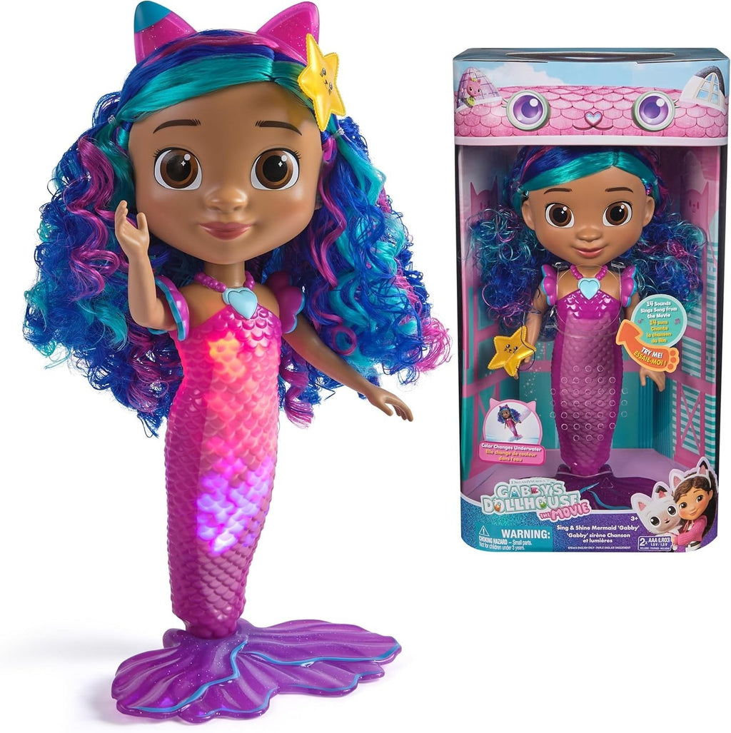 Gabbys Dollhouse The Movie Sing Shine Mermaid Waterproof Lights Sounds 3+