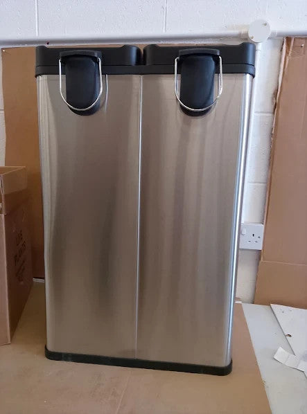 Habitat 55L Twin Compartment Pedal Bin Steel 98cm Height Lid Open 72x46.8x38cm