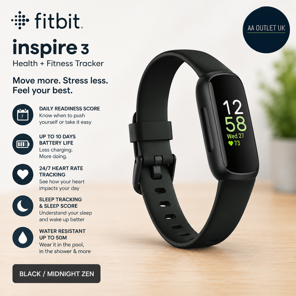 Google Fitbit Inspire 3 Activity Tracker Up To 10 Days Battery Life Black
