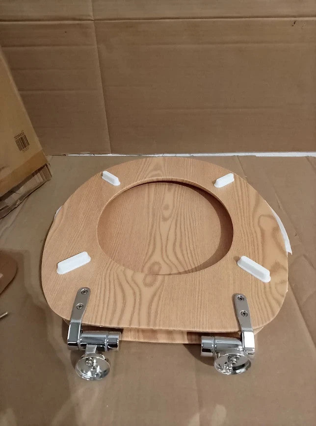 Argos Home Moulded Wood Toilet Seat Natural Slow Close 45.6x37.4x5cm New