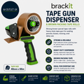 Brackit Tape Gun Dispenser Brown Packing Heavy Duty Tape Roll 48mmx66m