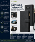 QLTYPRI Case Samsung Galaxy S10 Large Capacity Leather Wallet Case 6 Card Holder