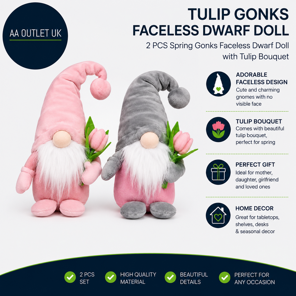KBIBCK Tulip Gonks Faceless Dwarf Doll 2Pcs Spring Gnomes Ornament New
