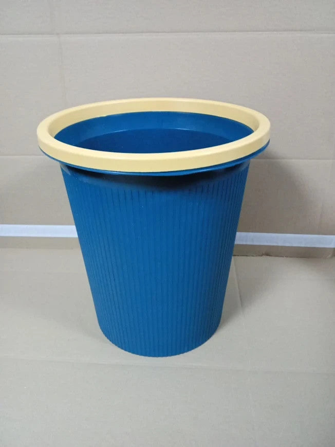 ASelected 16L Plastic Waste Paper Basket Blue Round Small Trash Can Wastebasket
