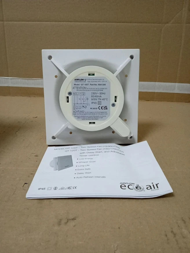 Airflow QT100T 100mm Quiet Extractor Fan Timer Humidity Bathroom Ventilation