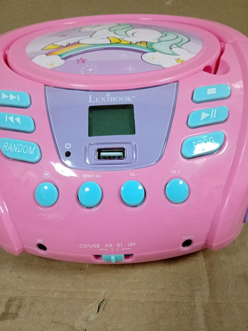 Lexibook Unicorn Bluetooth CD Player Kids Portable Multicoloured Light Effects