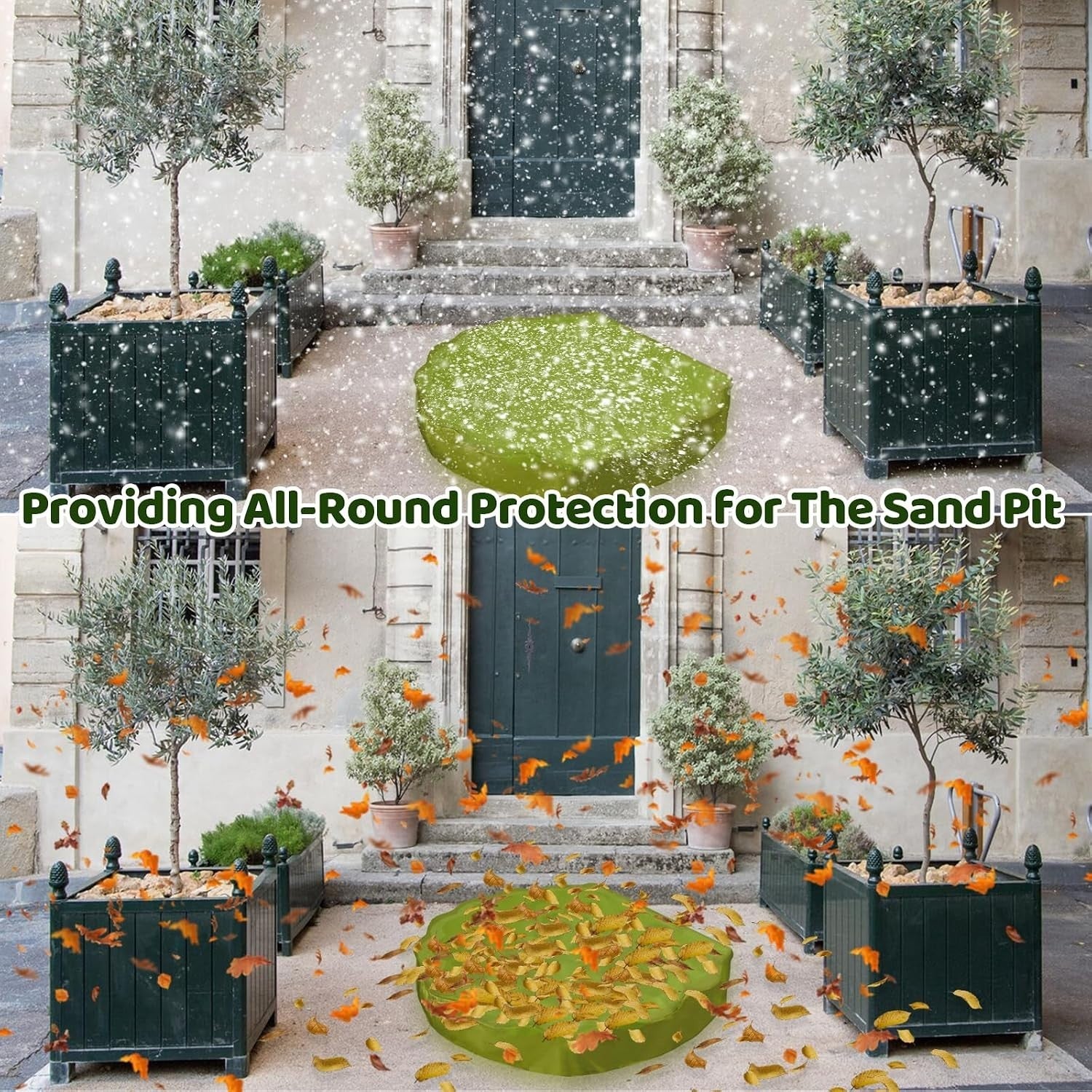 Sand Pit Cover Green Waterproof Sandbox Protection Cover 210D Oxford Fabric New