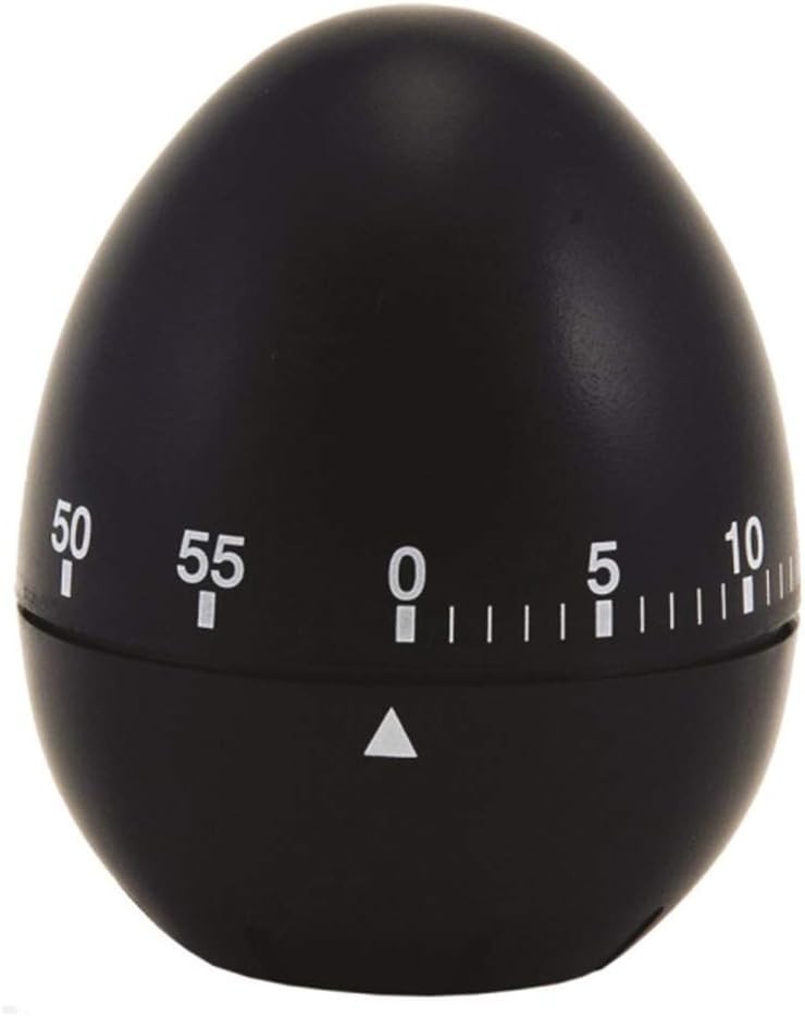 Chef Aid 60 Minute Egg Shaped Timer In A Black Colout 2.44x3.07x2.44in New