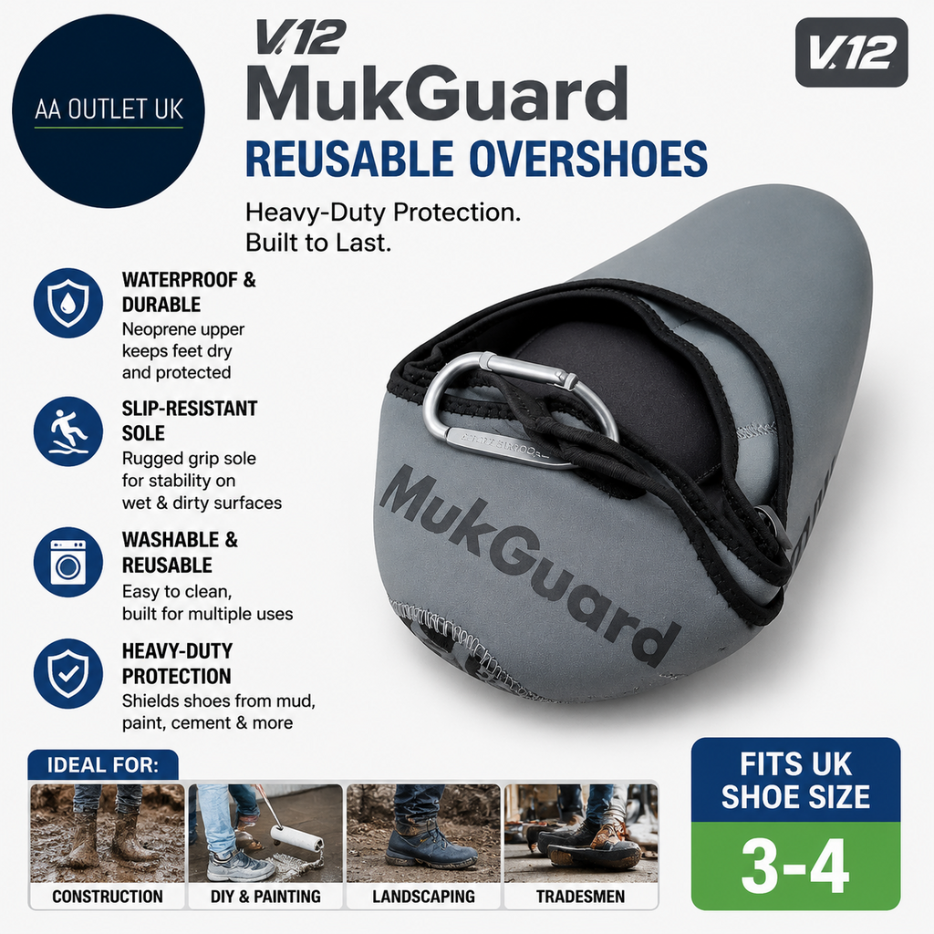 V12 MukGuard Reusable Overshoes Washable Slip Resistant Heavy Duty UK 3-4