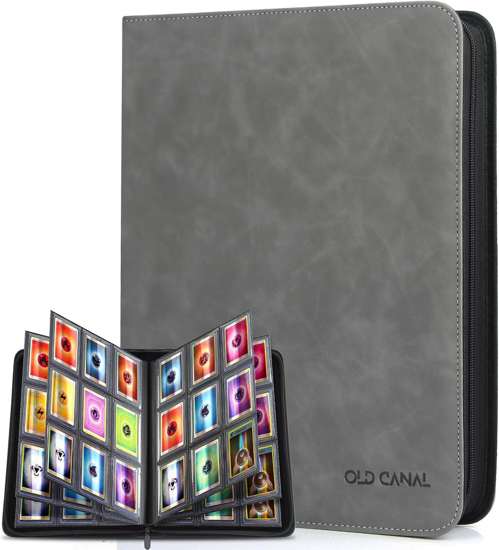 Old Canal Trading Card Binder Holds 252 Top Loaders TCG Sports Design Gray