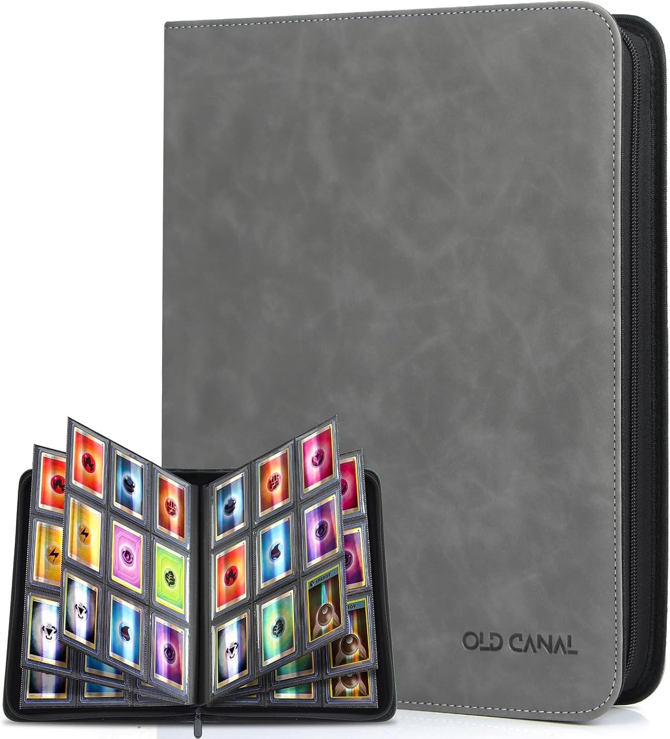 Old Canal Trading Card Binder Holds 252 Top Loaders TCG Sports Design Gray