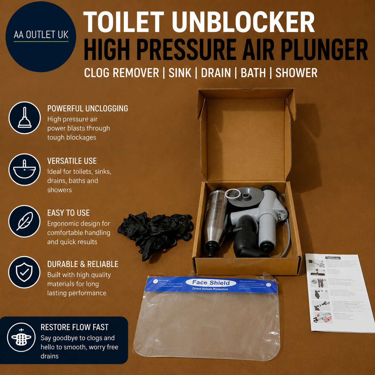 Toilet Unblocker High Pressure Air Plunger Clog Remover Sink Drain Tool New