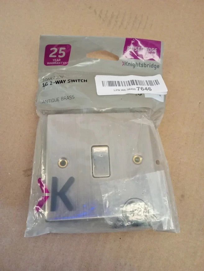 Knightsbridge CS2AB 1 Gang Light Switch Square Edge Antique Brass Finish New