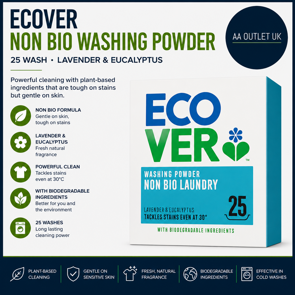 Ecover Non Bio Washing Powder 25 Wash Lavender Eucalyptus Laundry New
