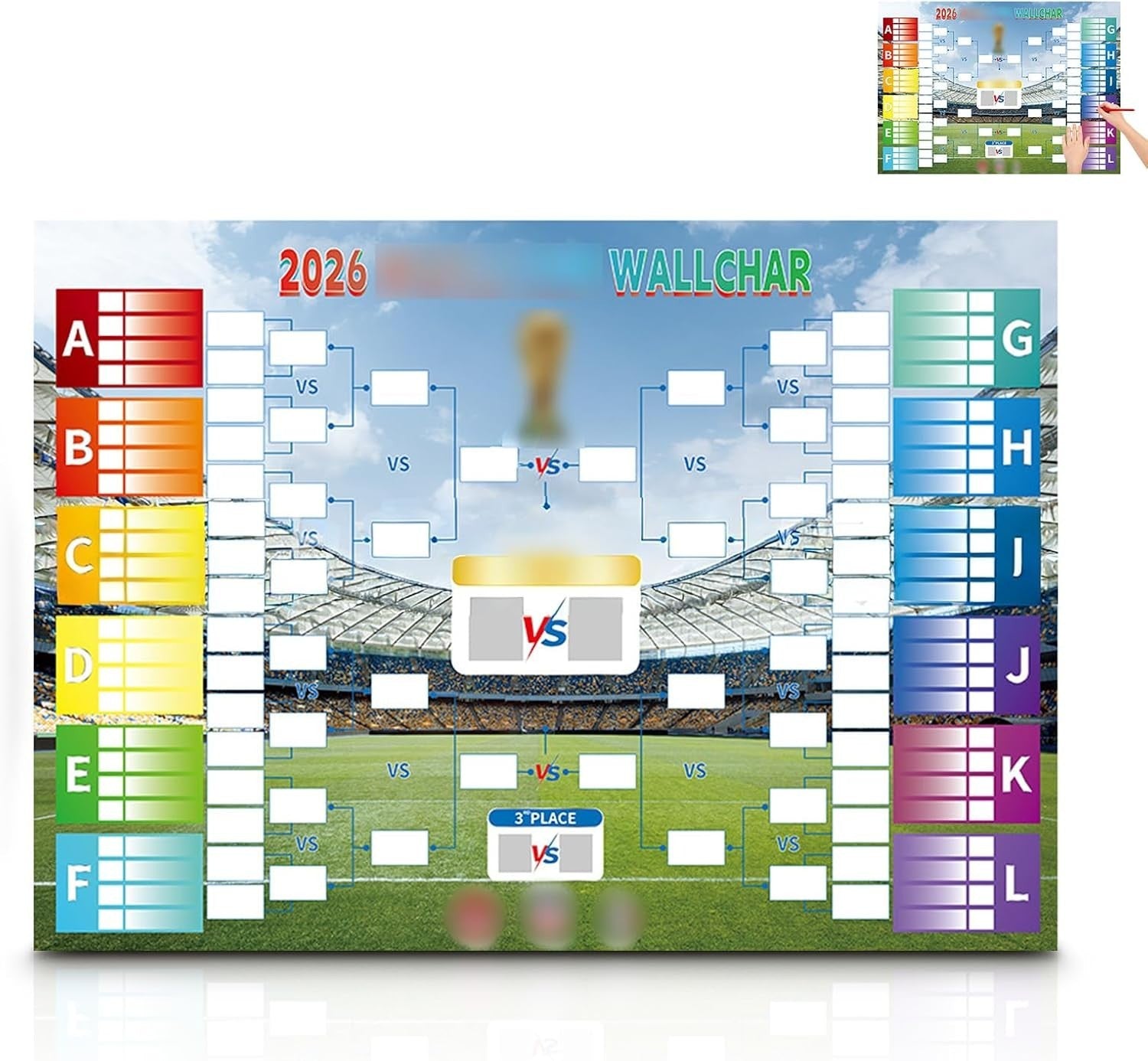 Komico Football 2026 Wall Chart Banner Large 48 Team Tournament 180x110cm New
