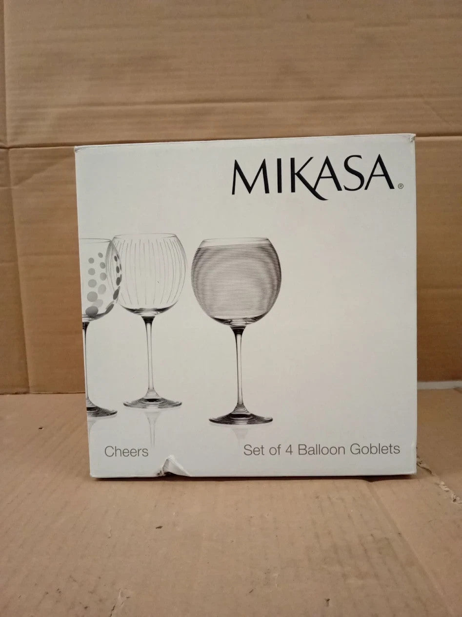 MIKASA Cheers 3 Pieces Crystal Balloon Gin Glasses Silver 724ml Dishwasher Safe