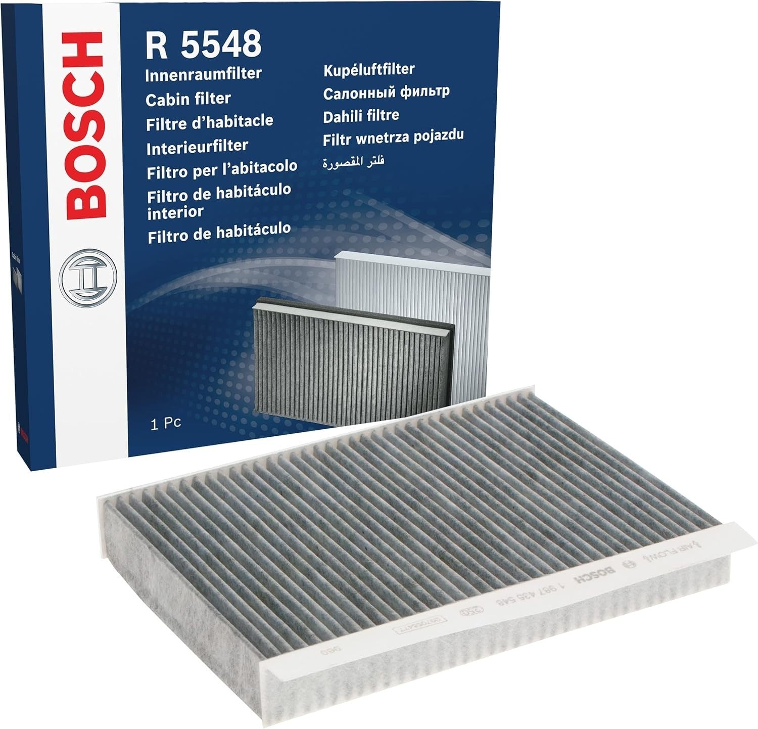 Bosch R5548 Activated Carbon Cabin Replacement Filter 22.6x3.4x26.2cm New