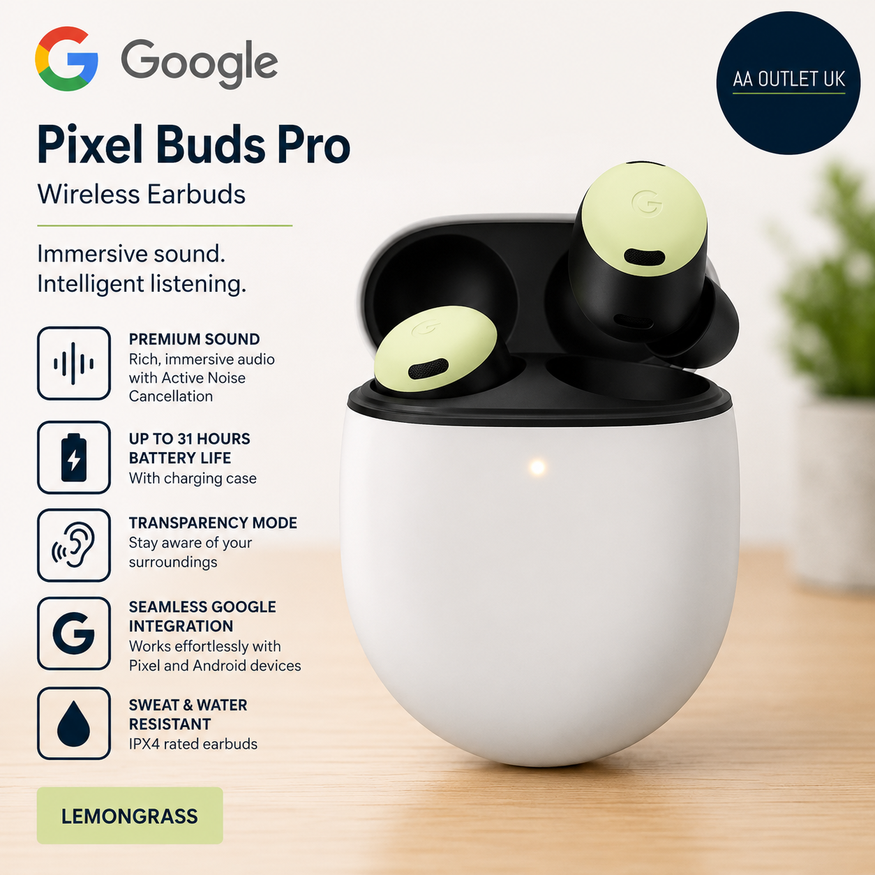 Google Pixel Buds Pro Wireless Earbuds Bluetooth Headphones Lemongrass