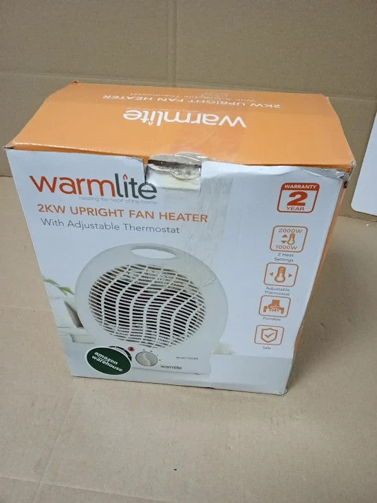 Warmlite Thermo Fan Heater 2 Heat Settings Overheat Protection White New