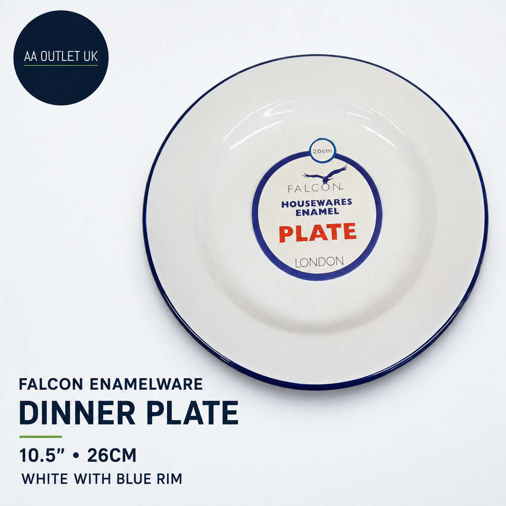 Falcon Enamelware 10.5inch Emaille Dinner Plate Blue White Durable Steel