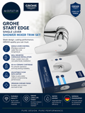 Grohe Start Edge Single Lever Shower Mixer Trim Set Metal Lever Wall Mount