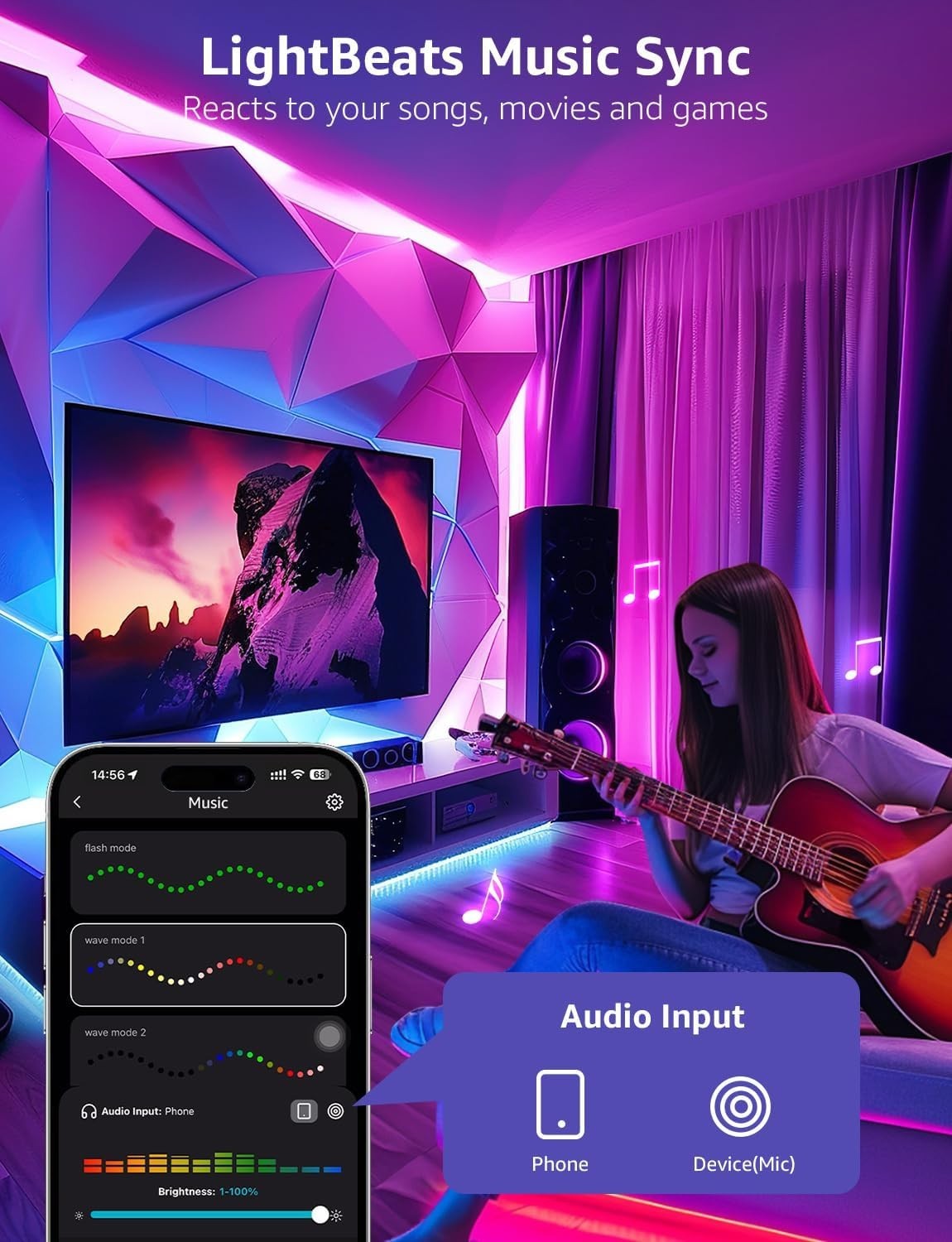 Lepro S1 AI Smart LED Strip Lights 20m RGB+IC Works Alexa Google Assistant New