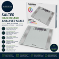 Salter Compact Glass Body Dashboard Analyser Bathroom Scale Wide Silver