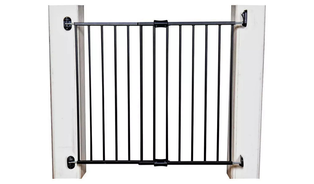 Extendable Metal Pet Gate Screw Fit 2way Double Locking Black New