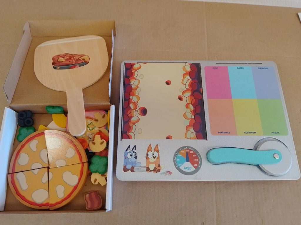 Bluey Wooden Pizza Girls Set Pretend Making Pizza Slices Play Food 3+