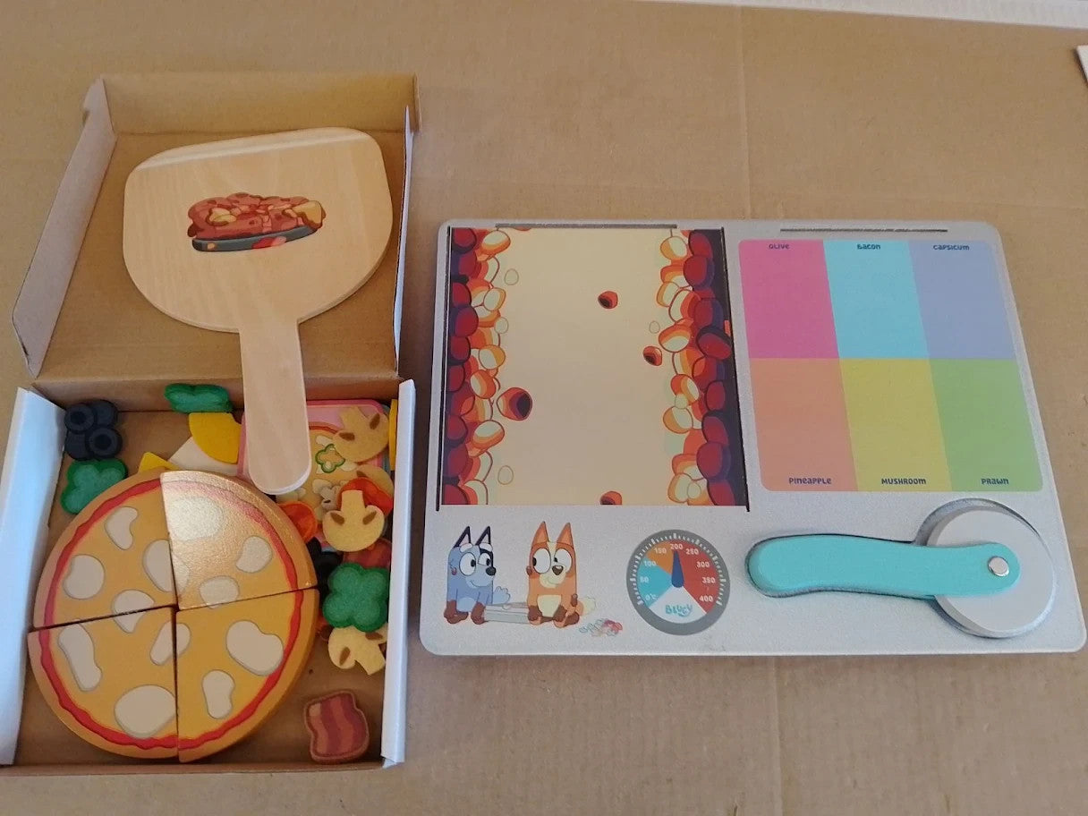 Bluey Wooden Pizza Girls Set Pretend Making Pizza Slices Play Food 3+