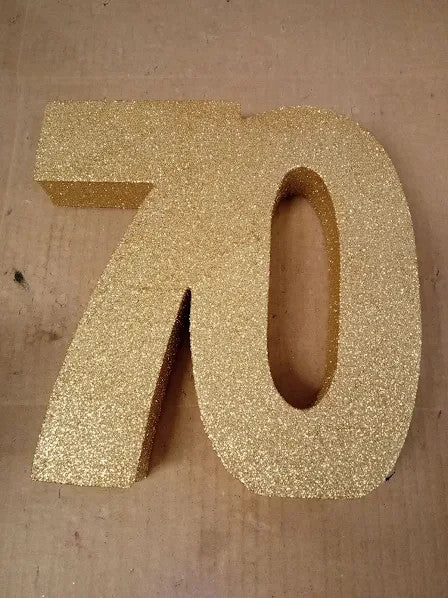 Number 70 Glitter Table Gold Centrepiece Decorations 20x20x3cm New
