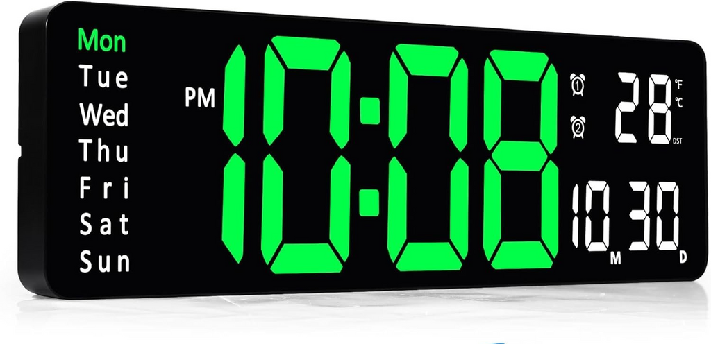 Sukeen Digital Wall Clock 13 Alarm Count Up Down 10Level Dimming New