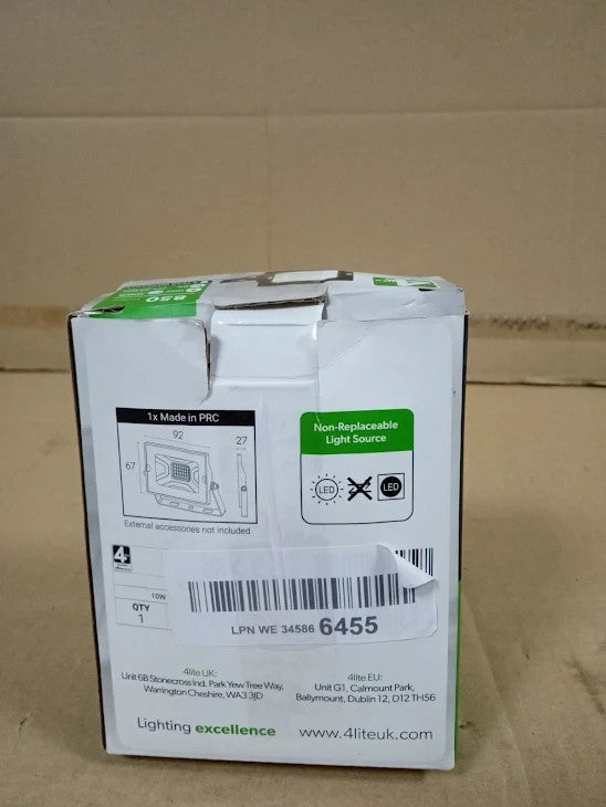 4lite Outdoor Floodlight Black 850lm Rated LED Integrated 10W Flood Light New