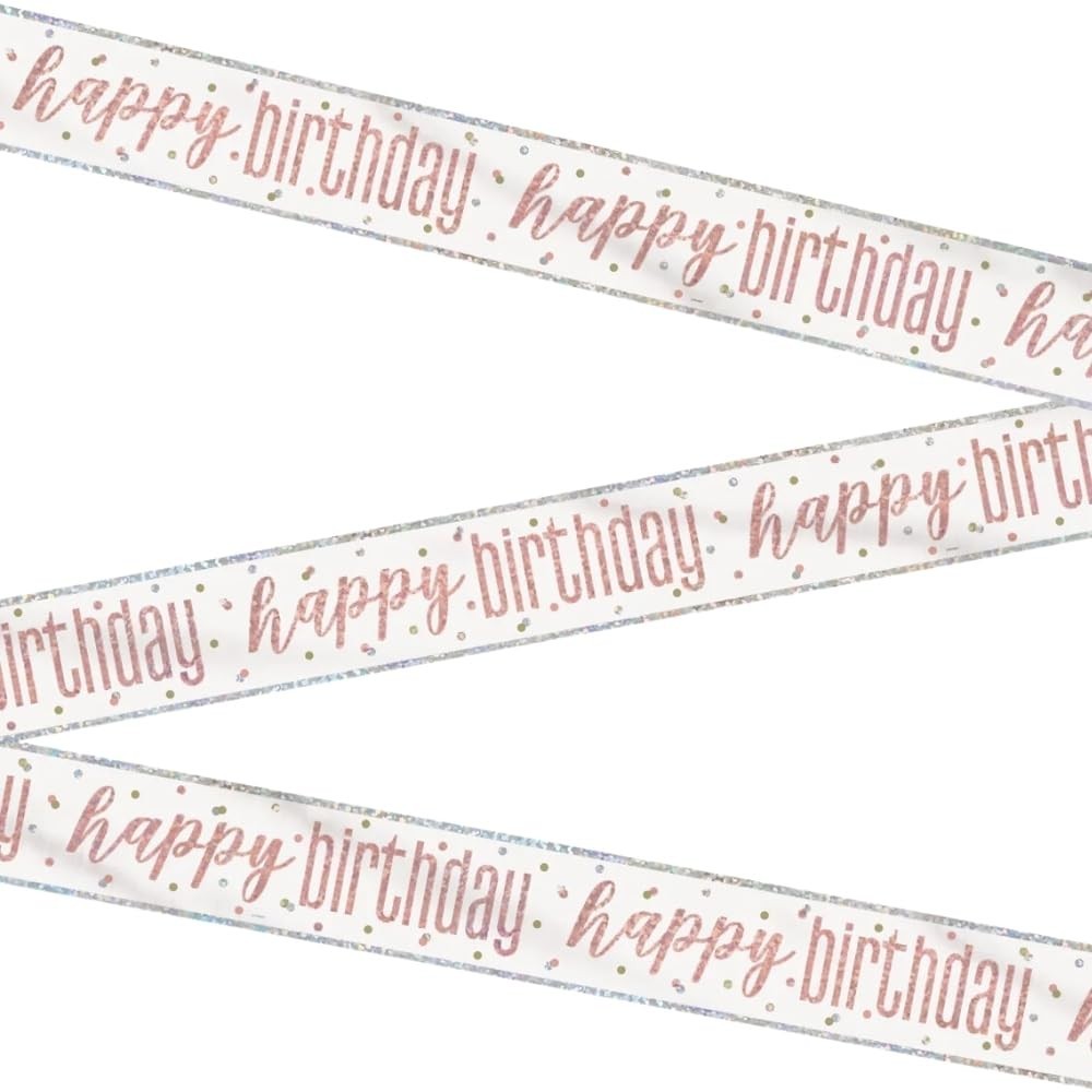 Rose Gold Happy Birthday Glitz Foil Banner Perfect Chic Memorable Parties New